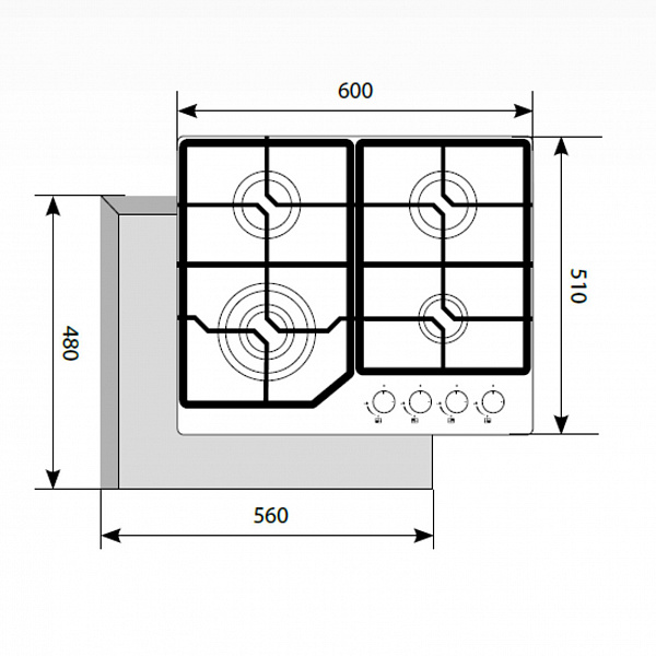 Газовая панель LEX GVG 640-1 WH